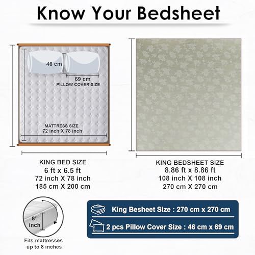 Image of Story@Home Long Staple Premium Cotton Compact Yarn Feel Glace Cotton Flatsheet Floral Printed King Size Double Bed Bedsheet with 2 Pillow Cover (108 inchx108 inch, Deep Mauve) 500TC