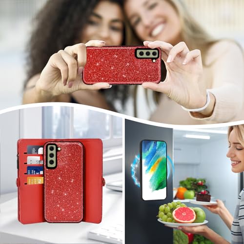 Housse portefeuille Samsung S21 FE 5G rouge idéale pour vos sorties