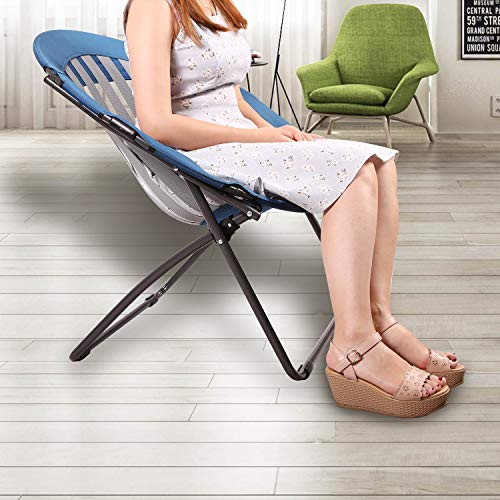 Redcamp Webbed Bungee Chair For Teens Games, Folding Moon Saucer Chair Bunjo Chair For Adults Outddor Camping Indoor Bedroom Use, Blue #TOP1