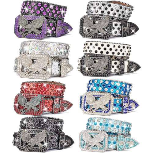 Women's Belt, Studded Elegant Black Polka Dot Belt with Intricate Eagle Buckle3