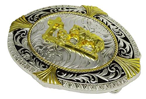 Image of Moranse Cross Cowboy Kneeling Prayer Horse Zinc Alloy Belt Buckles