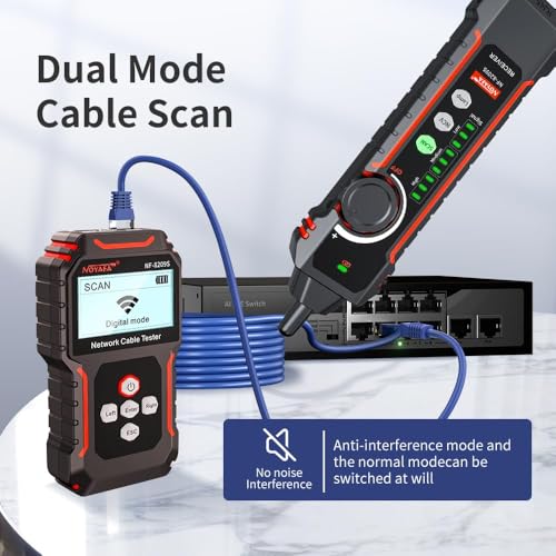 noyafa nf-8209s network cable tester ethernet cable tester with poencvcable length testport flashingmulti-function trouble-free line scan modecat5cat6 line tracerlan network cable tracer kit
