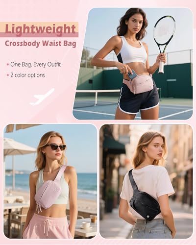 Image of Smasrob Fanny Pack for Women, Crossbody Sling Bag Waist Bag with Pockets | Lightweight, Water-repellent fabric, Adjustable Strap, Black