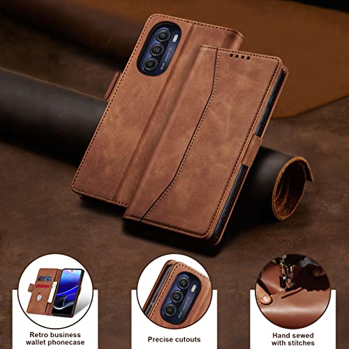 Image of Jasonyu Flip Wallet Case for Moto G Stylus 5G (2022),Brown