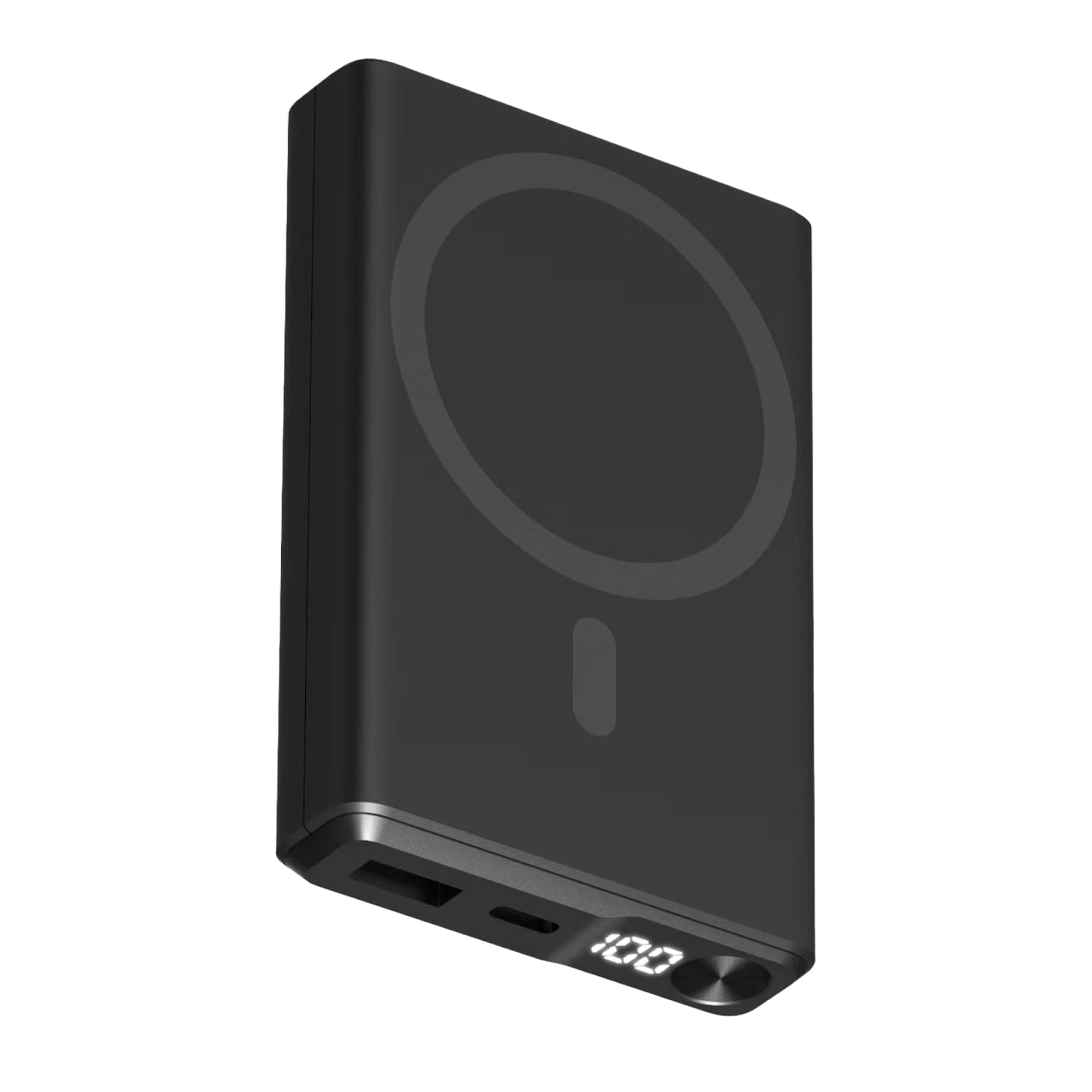 KSIX Powerbank Magnética, Batería Externa 10000 mAh, Carga Rápida 22,5W, Power Delivey, Compatible, Power Delivery, 22,5 W, Cable USB-A a USB-C, Carga simultánea, Negro