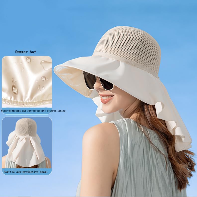 Sombrero de sol para mujer, ala ancha, plegable, beige miniatura 7