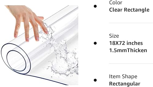 Miniatura 8 de Leoewo - Protector transparente y rectangular de 1.5 mm de grosor para mesa de comedor, antideslizante, de plástico y vinilo, para cocinas y
