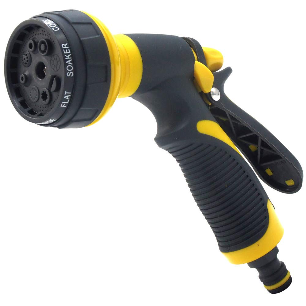 Testa di pistola ad acqua in plastica, combinazione di ugelli da giardino, 8 modelli di spray, chiave antiscivolo, per annaffiare il giardino domestico, lavaggio auto