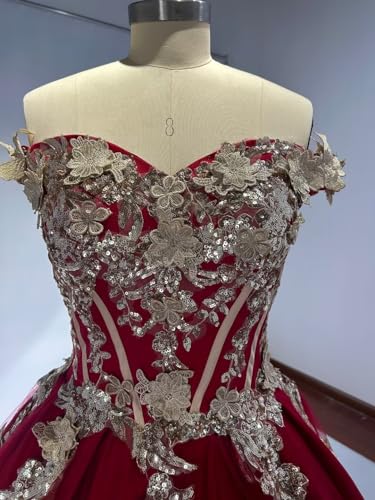 Youjiayi Off Shoulder Quinceanera Dresses Puffy Tulle Ball Gowns for Women Gold Appliques Sweet 16 Dresses3