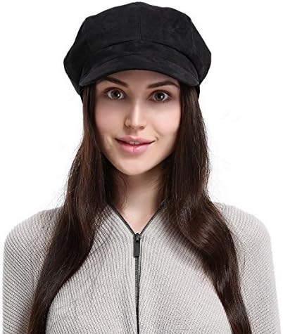 La Vogue Newsboy Cabbie Beret Cap for Women Beret Visor Bill Hat Black