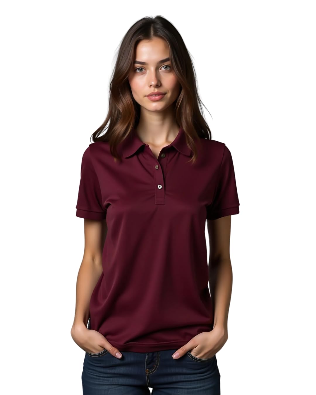 Regular Fit Polo T-Shirt for Women (Cotton) Maroon-image-1