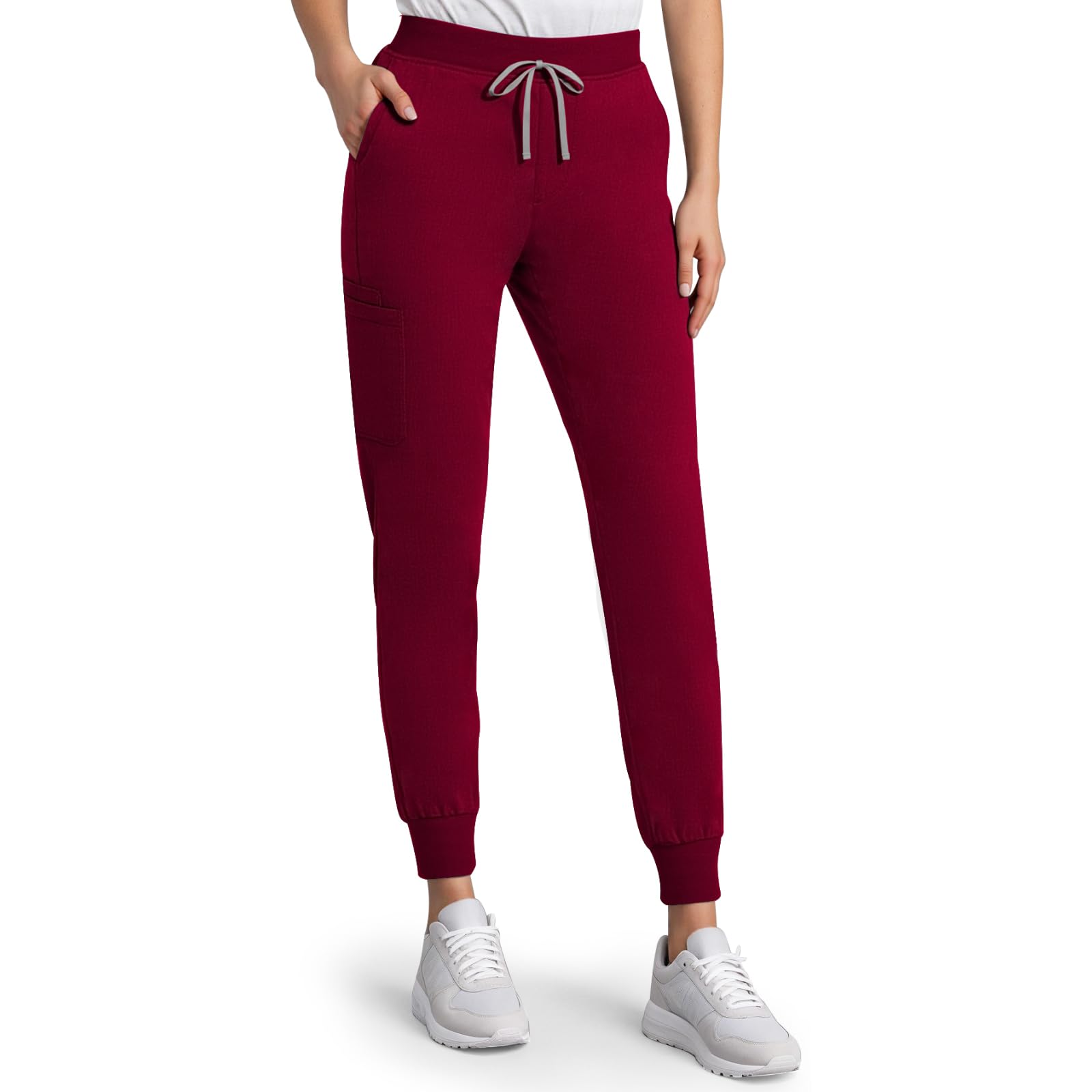Anwrtuk Women's Red Scrub Bottoms For Hospital Uniform Trousers Jogger Scrub Pants With 6 Pockets With Waistband (Uk, Alpha, S, Regular, Regular, )