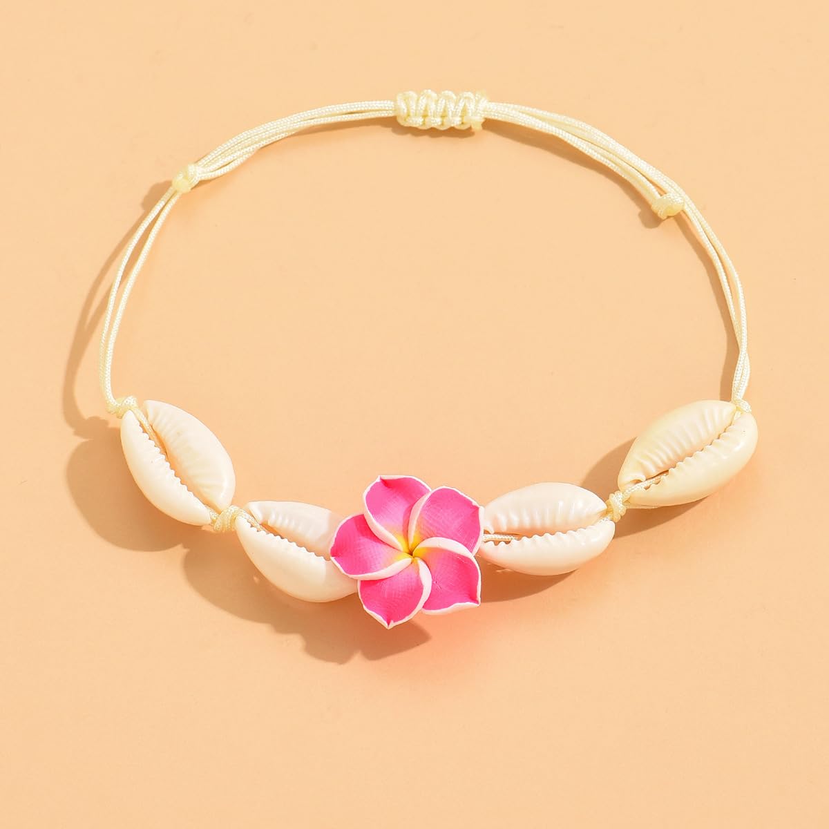DATOA 2 pulseras tobilleras hawaianas de concha de plumeria para mujer, ajustables, bohemia, flores tropicales, pulseras trenzadas para playa, fiesta, joyería para pies