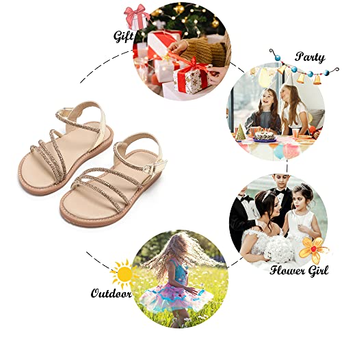 Image of Felix & Flora Toddler Girl Sandals - Flower Girl Dress Shoes Open Toe Little Kid Flats