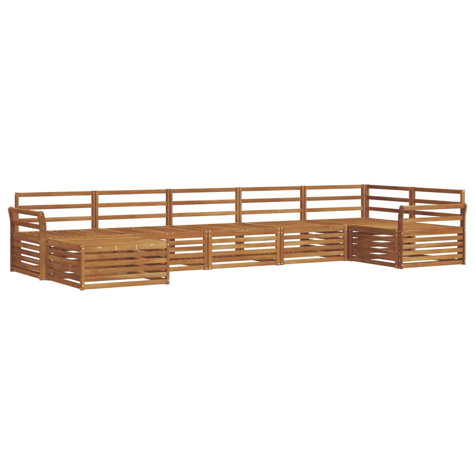 vidaXL Zestawy sof 7 pcs Naturalny Lite Drewno Akacji, Ogród, Wygodny zestaw wypoczynkowy, Siedzenie na zewnątrz, Patio, Nowoczesny taras, Meble wygodne