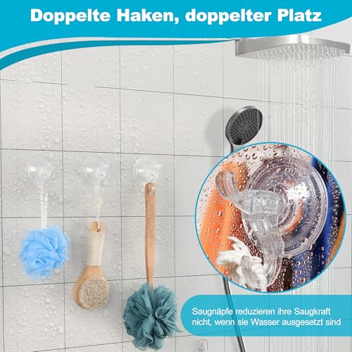 Aetubree 5-Pack Saugnapfhaken ohne Bohren, Extra starke & wiederverwendbare Saughaken für Bad, Küche, Fenster, Glas, Hält bis zu 5 kg, 7 cm Durchmesser, transparent