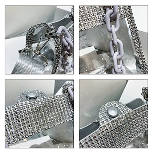 Image of Clear Evening Purses Mini Clutch Bags Women's Crossbody Rhinestone Handbags Shiny Shoulder Bag