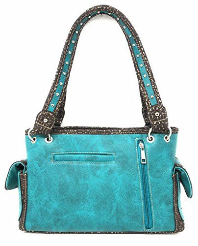 Western Women's Artistic Flora Embroidery Skull Concealed Carry Handbag in 3 Colors G939SUK-D2