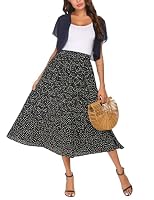 Parabler Chiffon Maxirock Damen Boho Plissee Retro Langer Sommerrock Faltenrock Schwarz Strandrock Elastische Taille Tanzrock Schwarz S – Ansicht 5
