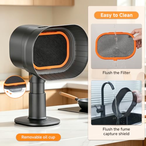 Image of Portable Range Hood,4-Speed Desktop Exhaust Fan with adjustable Height | 4-speed Fume Capture Shield desktop exhaust fan with djustable height. 52dB, with 10 carbon filters. for indoor BBQ, RV.
