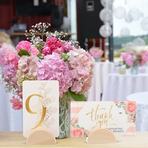 48 pcs nature wood color number stands indoor lightweight wedding table name holder semicircular design place card holders office tag photo menu clips banquet birthday party restaurant
