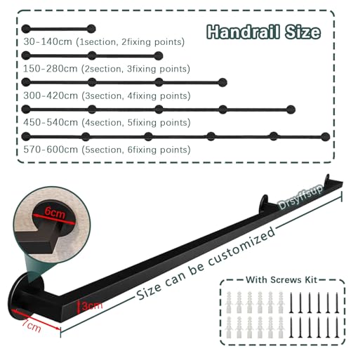 Rambarde d'escalier de 3,35 m avec kit de fixation murale complet - 2