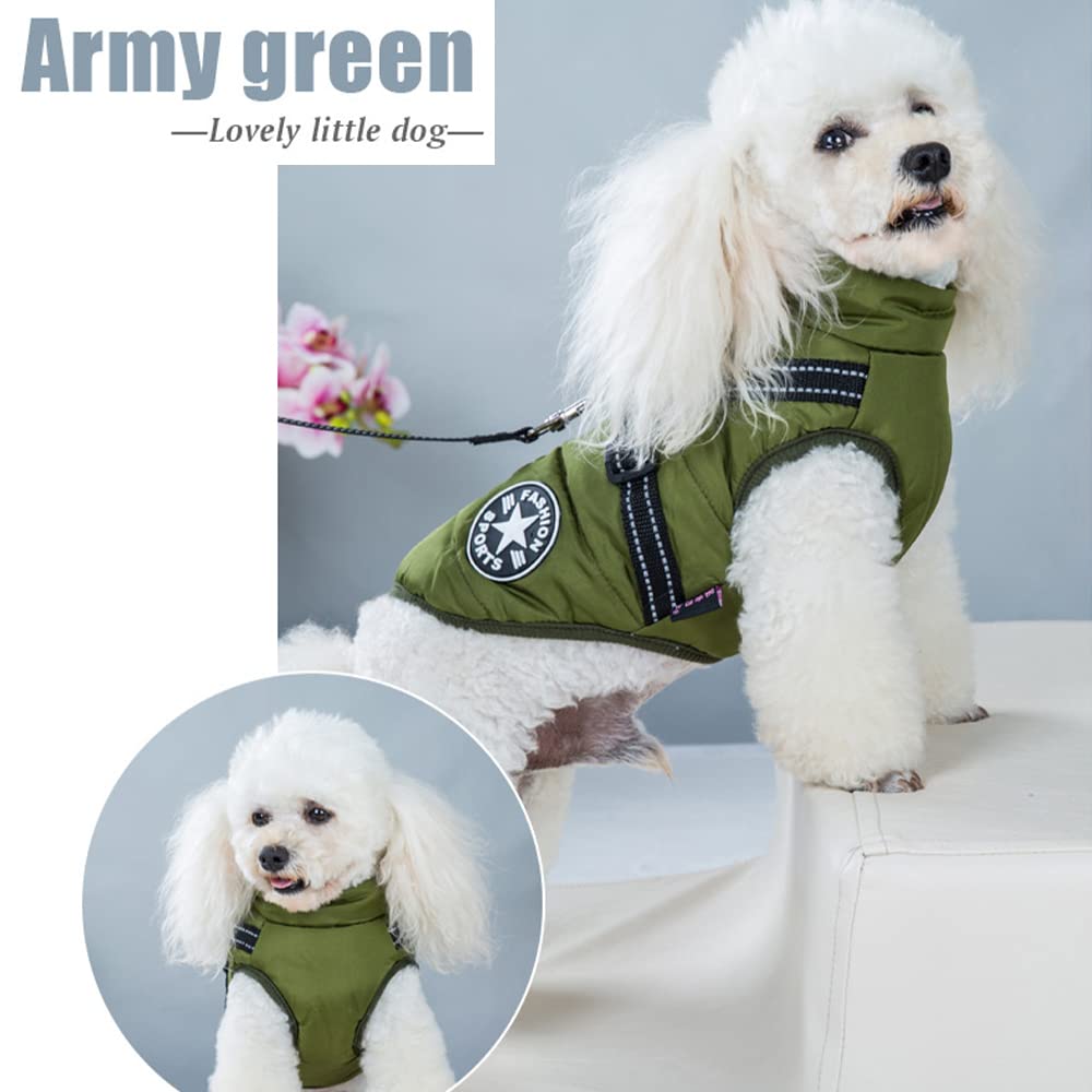 Gilet pour Chien - Manteau imperméable - avec Harnais - pour Hiver Chaud et Doux - 12 Couleurs - Vert M
