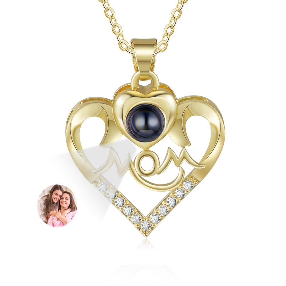 GlooracaCollares con Foto para Mujer Collar Personalizado con Foto dentro Collar de Proyeccion Collar Personalizado con Foto para Mujer Novia Mama Regalos de Cumpleaños