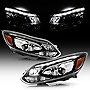 ACANII - For [Halogen Model] 2012-2014 Ford Focus [European ST Style] LED Strip Black Projector Headlights Left+Right