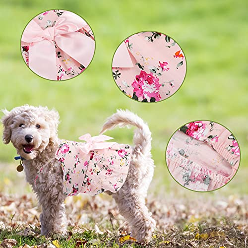 6 Pieces Puppy Dog Dress Pet Bowknot Princess Dress Puppy Floral Vest Skirt Pet Summer Dress Dog Cute Rosette Sundress Apparel For Small Dog Cat Pet (M(5-7Lbs), Classic Style) #TOP6