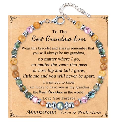 Brityant Grandma Gifts Mothers Day Birthday Gifts for Grandma Best Great Grandmother Present for Birthday Mothers Day Christmas Moonstone Bracelets for Women