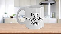 Vista 3 de Feliz Cumpleanos Ryker Mug Spanish Happy Birthday Personalized Name Gift Coffee Tea Cup Large 15 Oz
