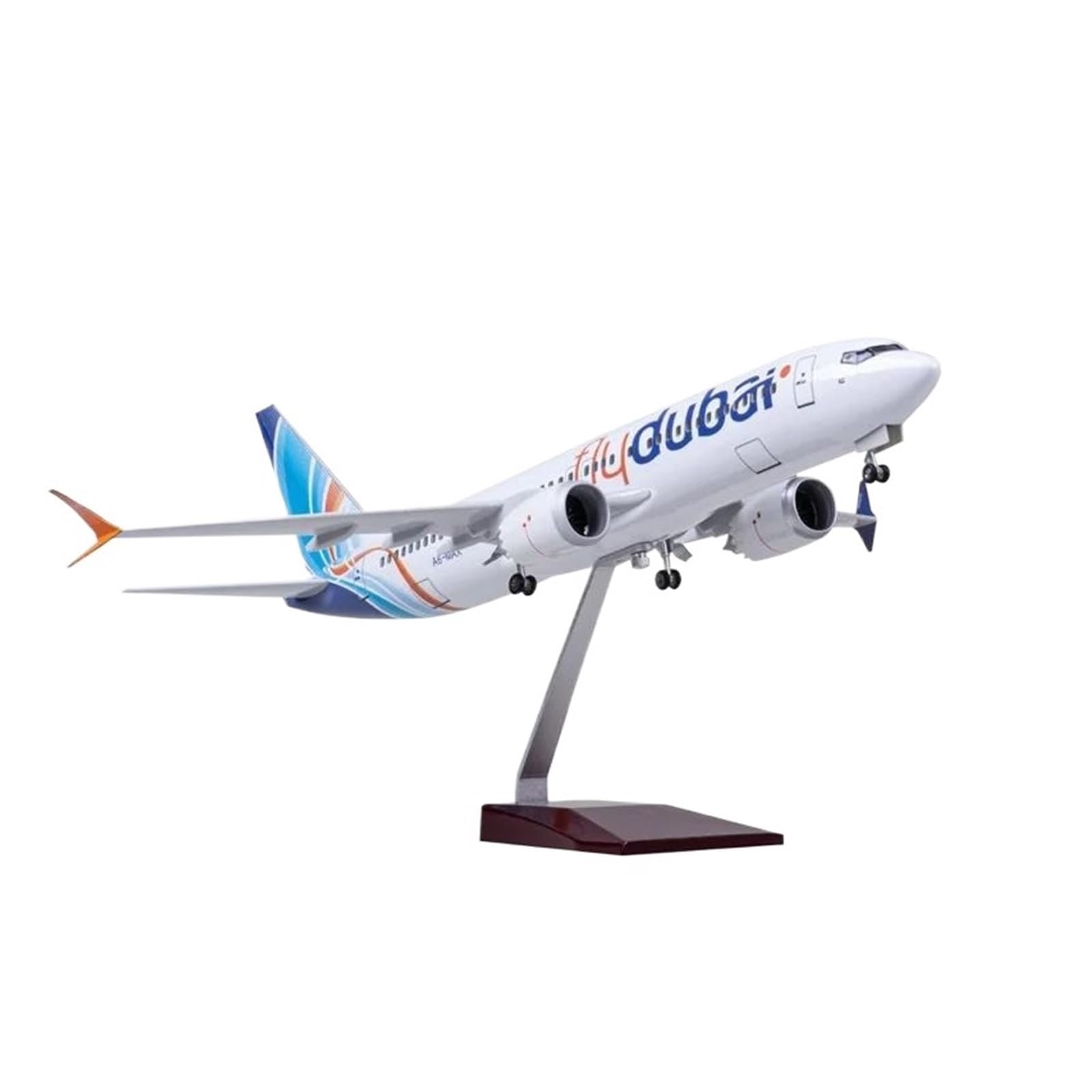 Giocattoli per aeroplani pressofusi 47 cm per il modello B737 MAX Dubai Modello di aeroplano in resina raccolto da Aviation Visualizzazione statica Modello di aeromobile Display da tavolo per raccolta