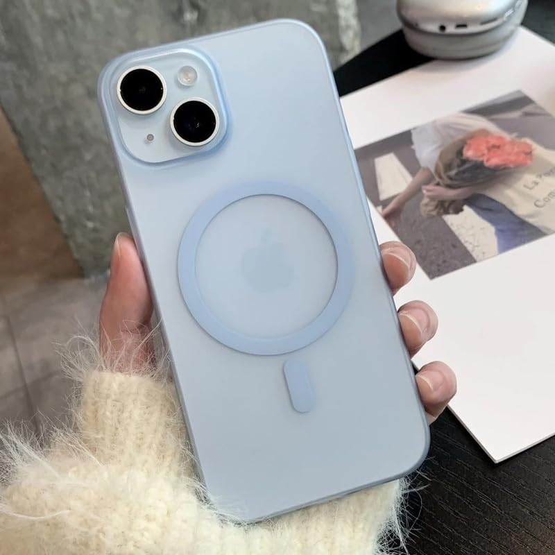 Image of COVERLY Matte Frosted Translucent Back Cover Case for iPhone 12 Pro Compatible with MagSafe | Shockproof Design | Camera Protection Module | Hard Back Case for iPhone 12 Pro (PC, Frost Blue)