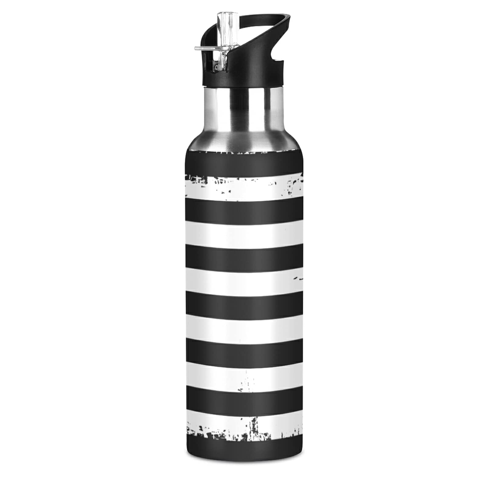 Isolierte Edelstahl-Wasserflasche 590 Ml – Mit Strohhalm, USA-Flagge Design, Auslaufsicher
