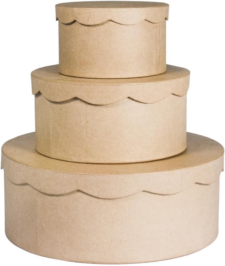 RAYHER HOBBY Papier Mache Storage Box, Paper, Brown, 24 x 24 x 9.1 cm