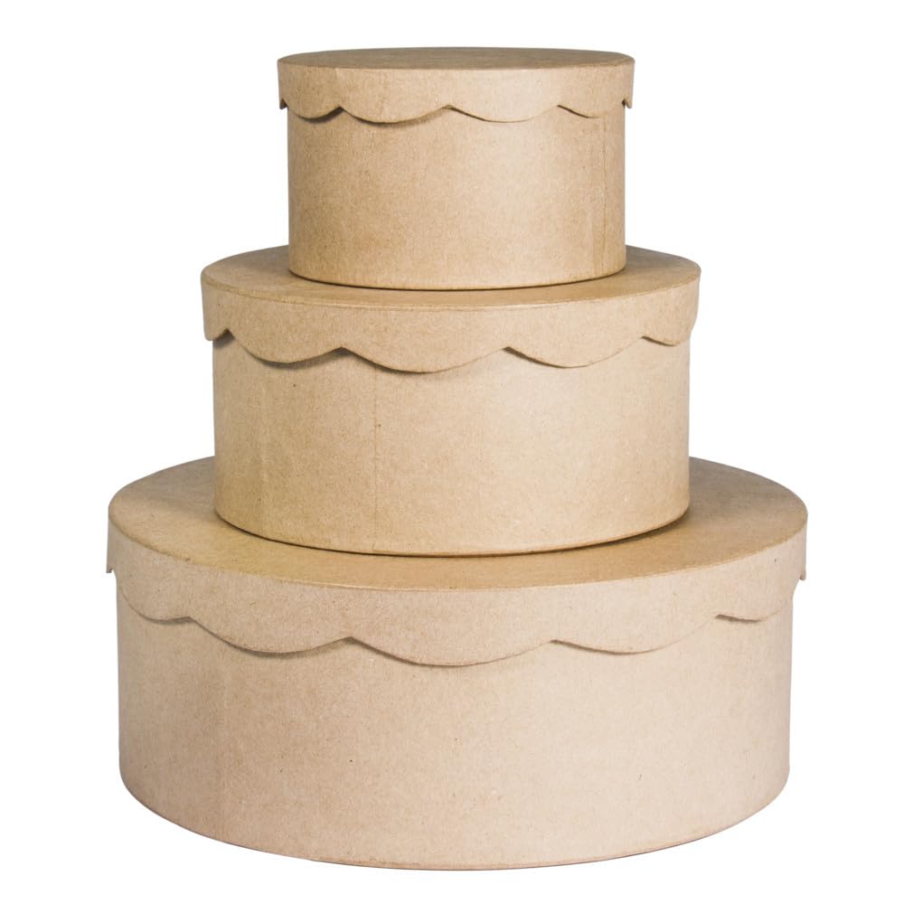 RAYHER HOBBY Papier Mache Storage Box, Paper, Brown, 24 x 24 x 9.1 cm