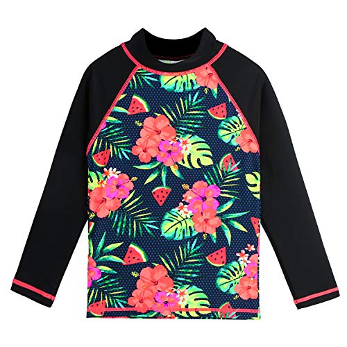 Girls Two Piece Swimsuit Long Sleeve Floral Bathing Suit UPF 50+ Summer Beach Swimwear2
