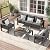 Solaste Aluminum Patio Furniture Set, 5 Seats Modern Outdoor Conversation Set Sectional Sofa with Upgrade Cushion and Coffee Table,Grey