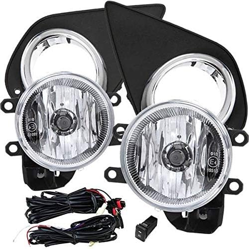 Compatible with 2015 2016 2017 Toyota Yaris Hatchback Clear Fog light Kit w/Bezels/Wiring/Switch/Halogen Bulbs