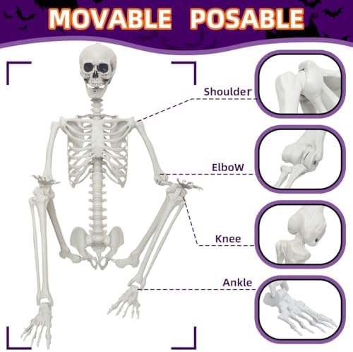 51kUUomqbML._AC_ Halloween Skeleton Life Size Giant Skeleton Full Body Skeleton Plastic Human Skeleton with Adjustable Joints for Halloween Indoor Outdoor 2.5M