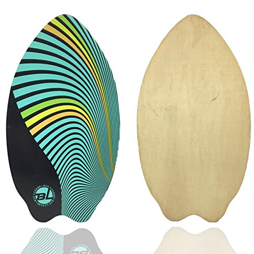 eBodyboarding Wooden 37Inch Skimboard for Kids and Adults - Waves
