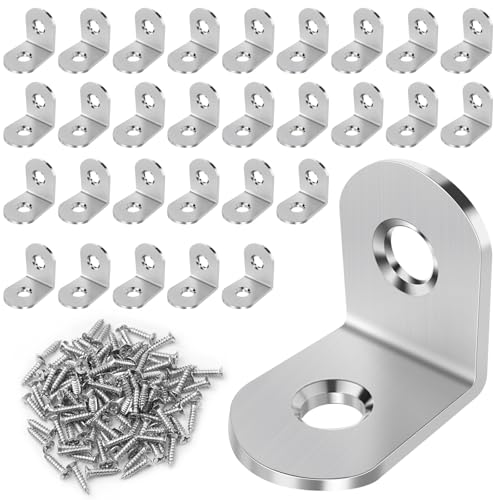 YFLeomry 30 Stück Winkelverbinder Edelstahl 20x20mm Metallwinkel 90 Grad Rostfreie Edelstahl Winkel für Möbelbau & Regalaufbau Wnkelverbinder mit Bohrung DIY Holzverbinder