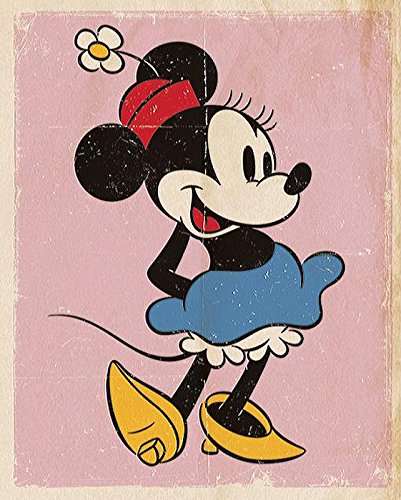 Póster Retro de Minnie Mouse Fondo Rosa Formato pequeño (40x50 cm) (40cm x 50cm)