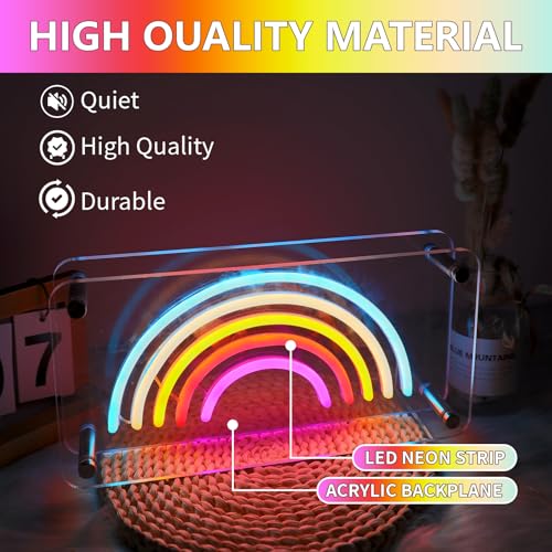 Image of ENUOLI Rainbow Neon Sign, Led Wall Signs USB Powered Rainbow Neon Lights Double-Layer Acrylic Neon for Girls Room Party, Kids Room Decoration, Christmas Birthday Gifts for Kids