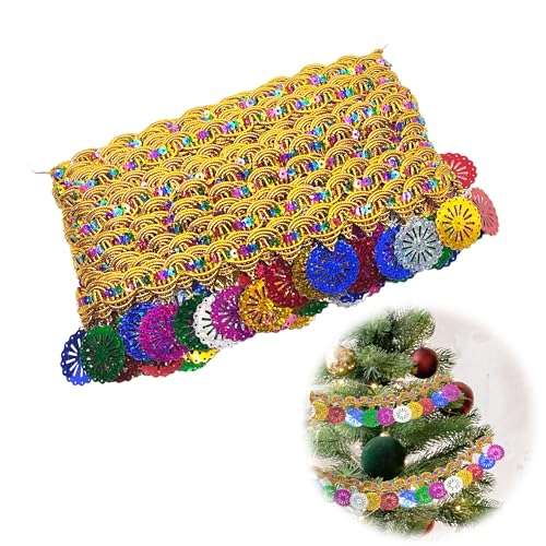 LIANCHEN 9m Pailletten-Quastenborte Gold