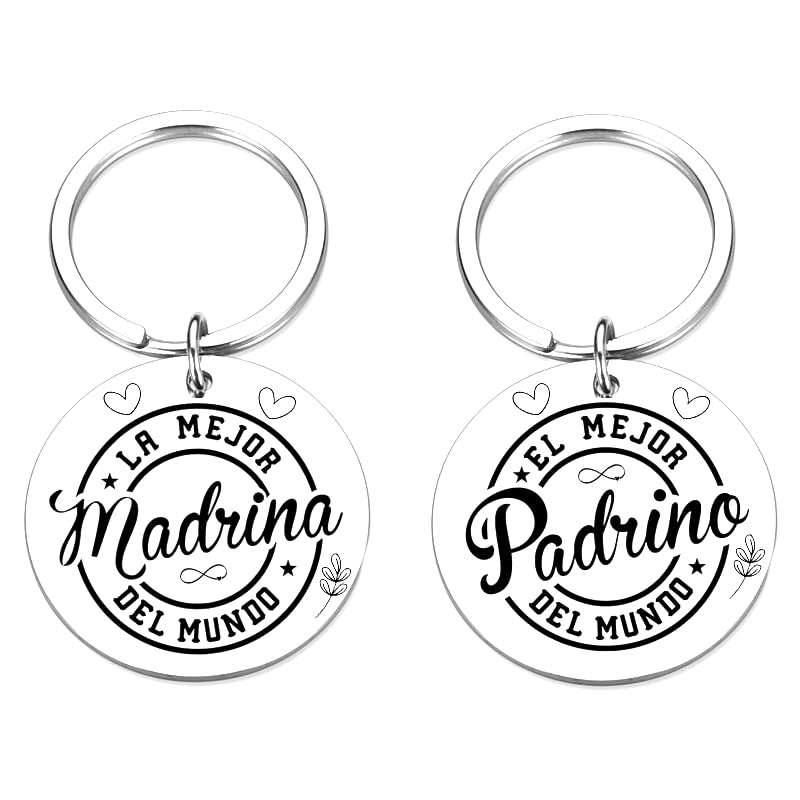 masqueprecios conjunto Llaveros para Padrino y Madrina Regalo bautizo o bodas, Nacimiento Bautismo Comunión Regalo Sorpresa para padrinos