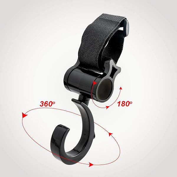 4 Pezzi Ganci Passeggino Universali Macla - Ganci per Passeggino Porta Borse in Alluminio - Portaoggetti Passeggino con Chiusura Regolabile in Velcro - Design Elegante e Cuciture Extra Forti - 2