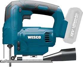 Serra Tico-Tico 18V WS2308.9 Brushless Wesco – Velocidade Variável, 4 Posições Pendulares, Corte em Ângulo – Sem Bateria