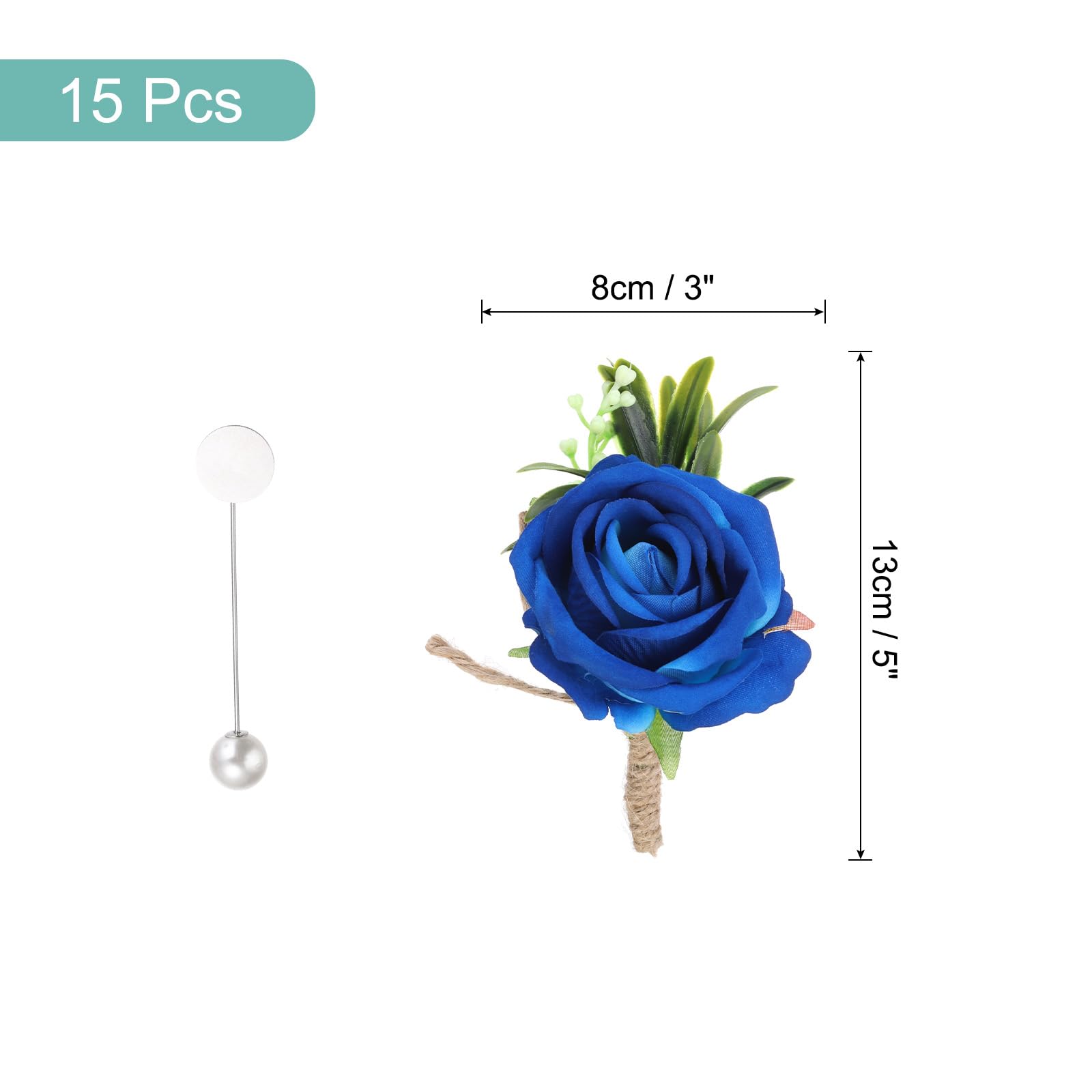 QUARKZMAN 15PCS Boutonniere Uomo Corsages Boutonniere Da Polso Blu Zaffiro
